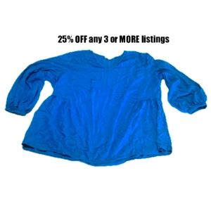 Peasant Flowy Boho Top Size 22/24 Loose Flowy Pleated Ruffle Longsleeve Blouse